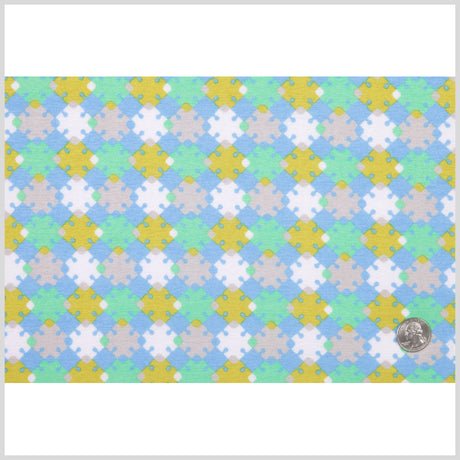 Horizon Blue, Vibrant Green and Golden Palm Geometric Polyester Jersey
