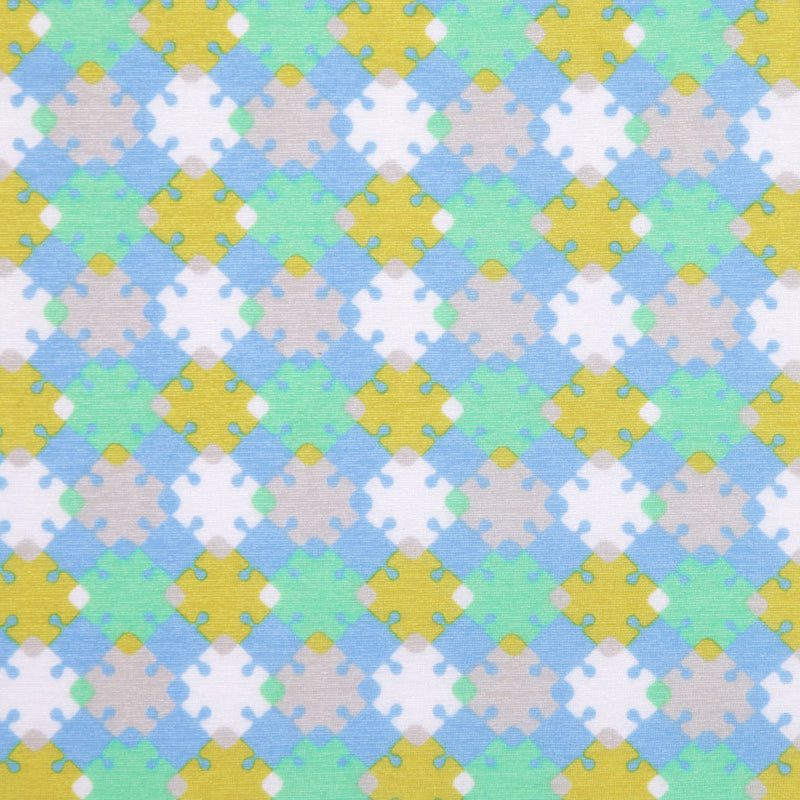 Horizon Blue, Vibrant Green and Golden Palm Geometric Polyester Jersey