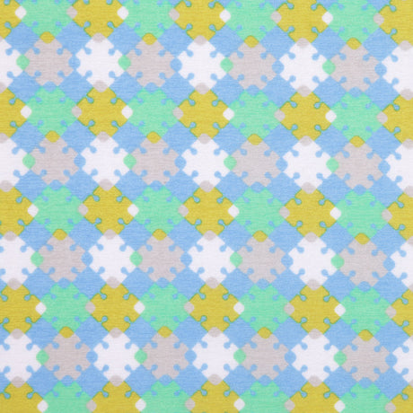 Horizon Blue, Vibrant Green and Golden Palm Geometric Polyester Jersey