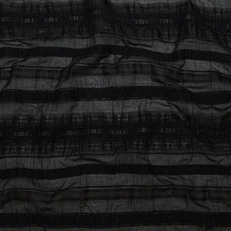 Textured Burnout Brocade - Metallic Black Circles and Stripes - Deadstock