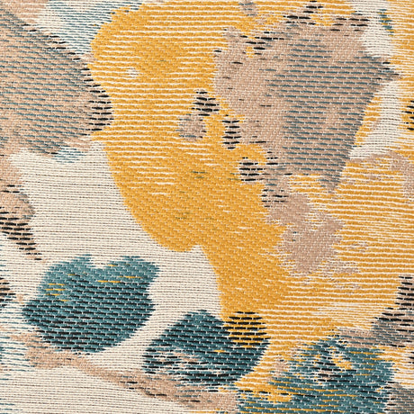 Dark Turquoise and Narcissus Painterly Floral Stretch Jacquard