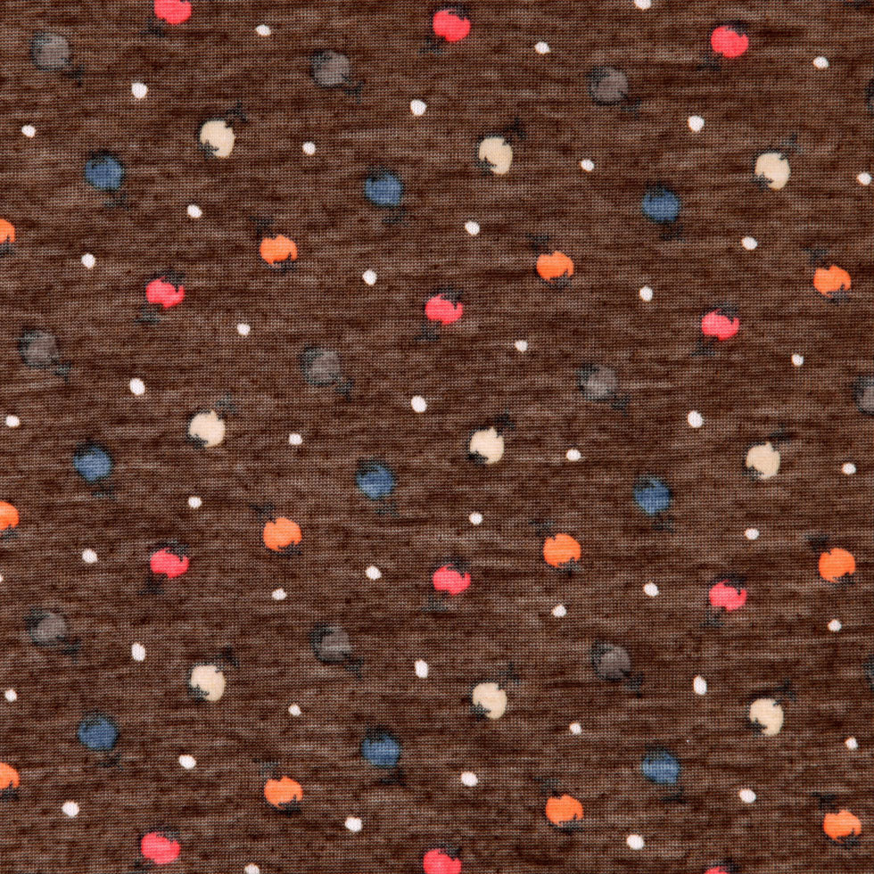 Italian Carob Brown Printed Tissue-Weight Jersey