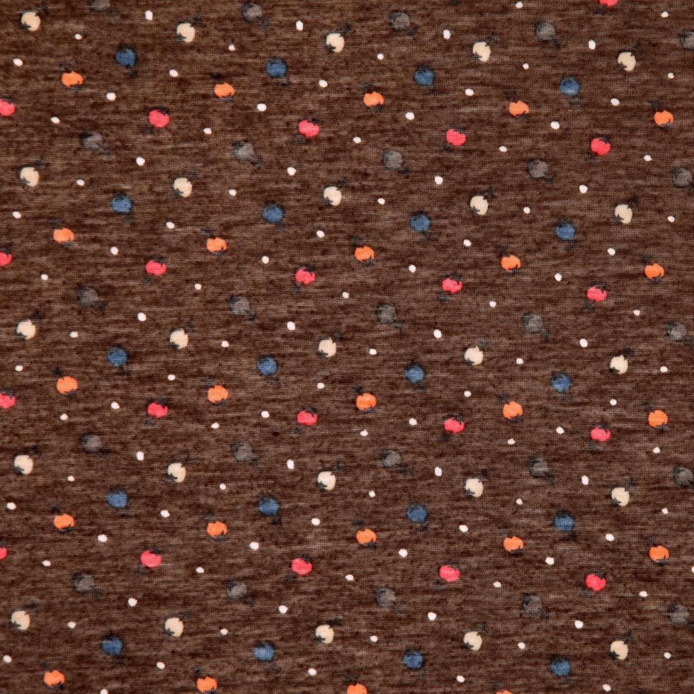 Italian Carob Brown Printed Tissue-Weight Jersey