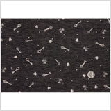 Italian Charcoal and Bone Cute Keys Polyester Jersey Print