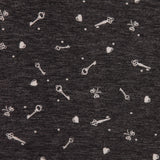 Italian Charcoal and Bone Cute Keys Polyester Jersey Print