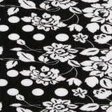 Black and White Polka Dots and Floral Stretch Plisse
