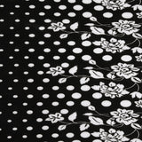 Black and White Polka Dots and Floral Stretch Plisse
