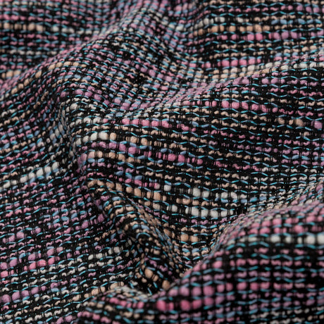 Black, Orchid Smoke and Blue Fog Slubbed Polyester Tweed
