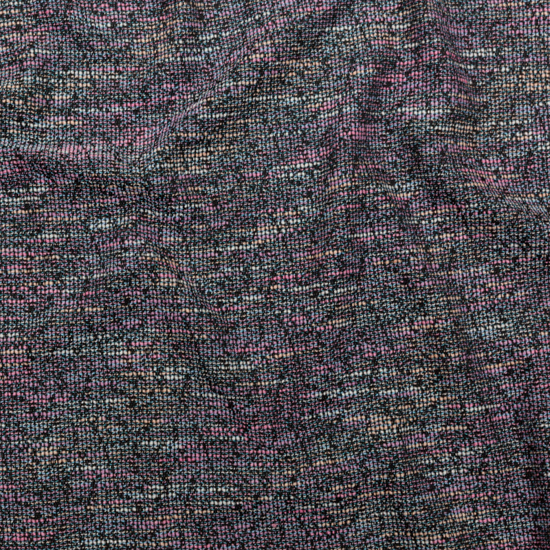 Black, Orchid Smoke and Blue Fog Slubbed Polyester Tweed
