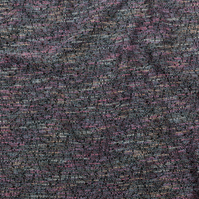 Black, Orchid Smoke and Blue Fog Slubbed Polyester Tweed