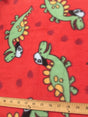 Playful Dinosaurs Red Fleece Fabric