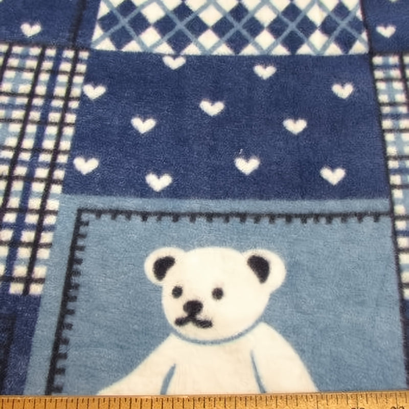 Printed Fleece Fabric Teddy Bears Navy Blue