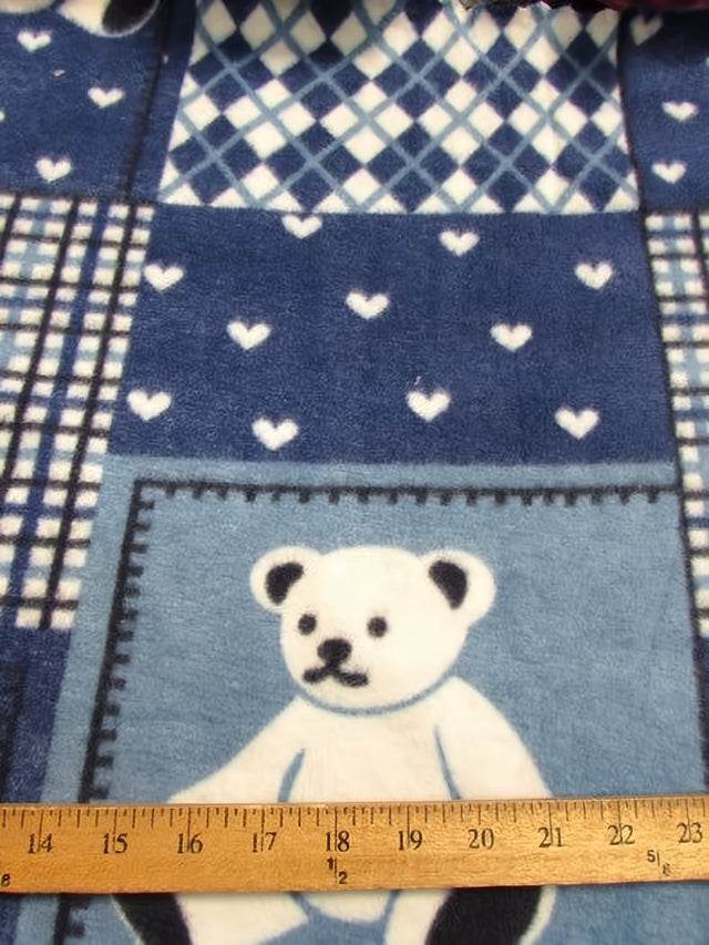 Printed Fleece Fabric Teddy Bears Navy Blue