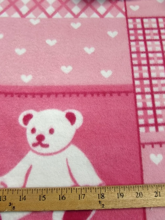 Teddy Bears Pink Fleece Fabric