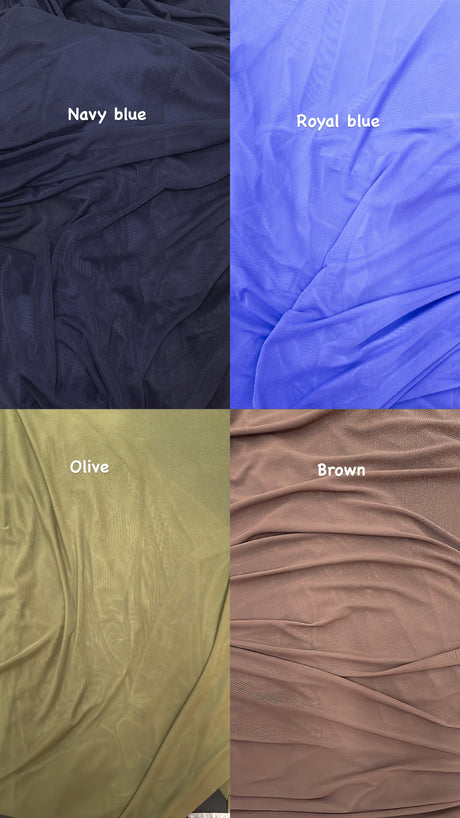 Power Mesh Nylon Spandex Fabric - Brown, Sheer Mesh, 60" Width