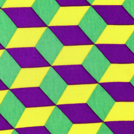 Yellow, Lime and Majesty Purple Geometric Rayon Jersey