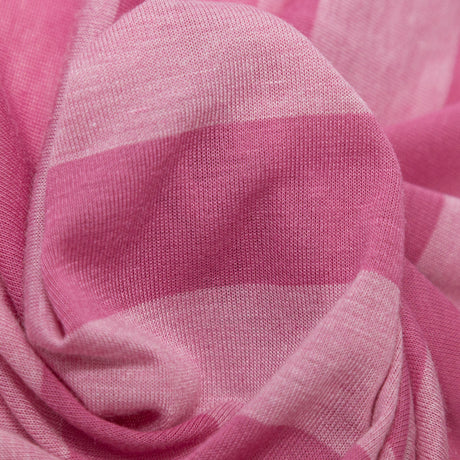 Cashmere Rose and Ibis Rose Awning Striped Tissue-Weight Rayon Jersey