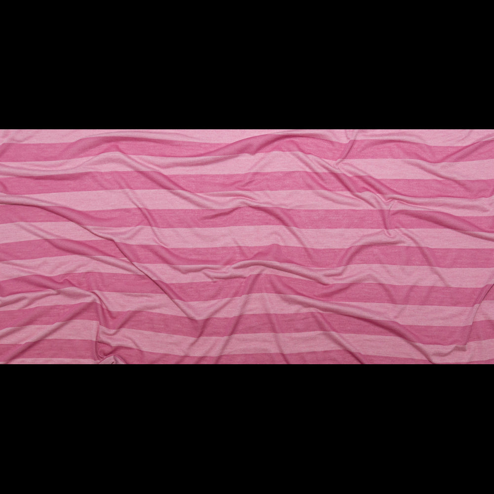 Cashmere Rose and Ibis Rose Awning Striped Tissue-Weight Rayon Jersey