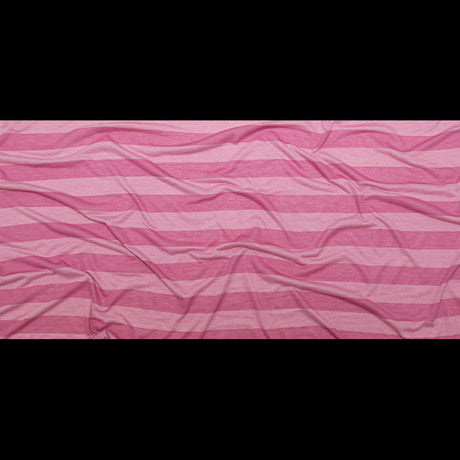 Cashmere Rose and Ibis Rose Awning Striped Tissue-Weight Rayon Jersey