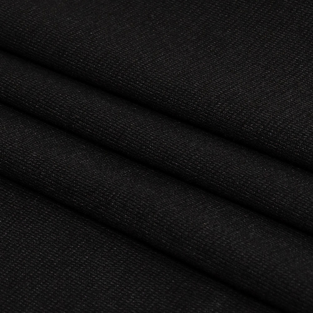 Black Slubbed Stretch Rayon Jersey