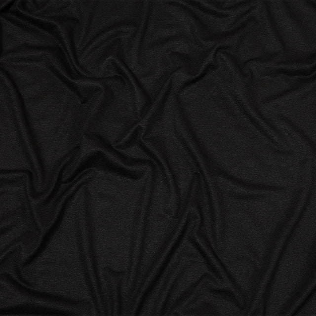 Black Slubbed Stretch Rayon Jersey