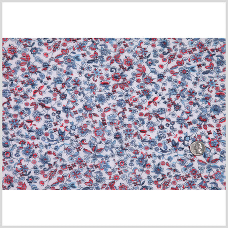 White/Antique Blue/Cranberry Floral Jersey Prints