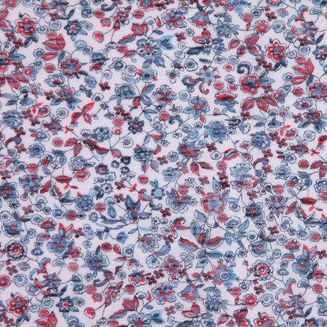 White/Antique Blue/Cranberry Floral Jersey Prints