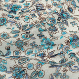 Italian Blue, Turquoise and White Floral Polyester Jersey