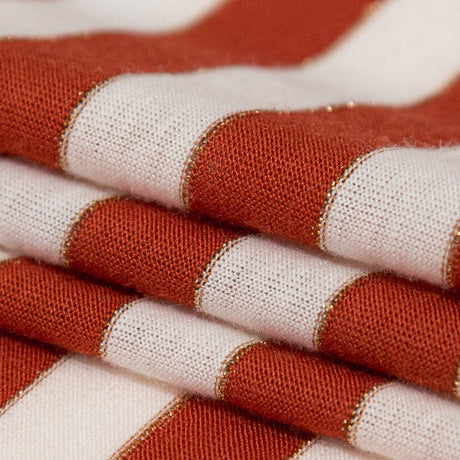 Italian Dew, Ginger and Metallic Gold Coast Bengal Striped Rayon Jersey