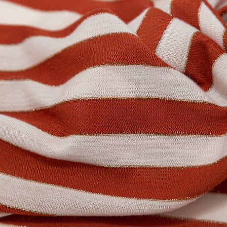 Italian Dew, Ginger and Metallic Gold Coast Bengal Striped Rayon Jersey