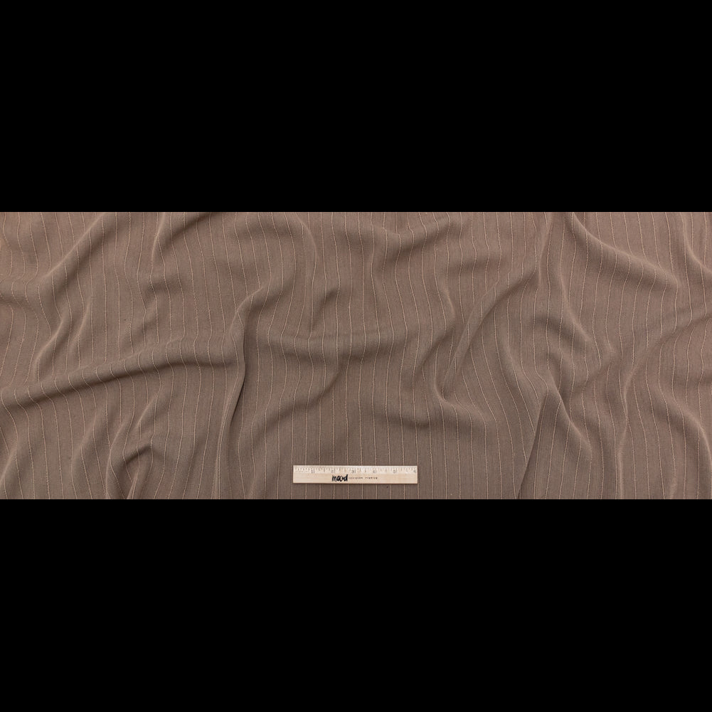 Warm Taupe Blended Crepe with Tactile Stripes