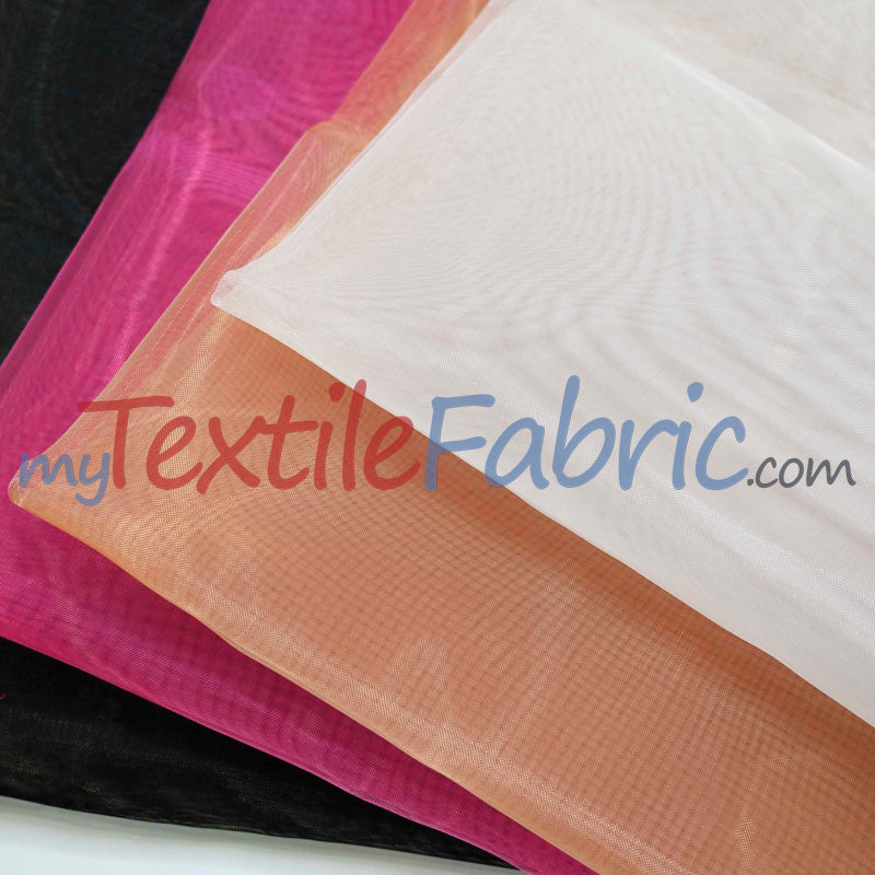 Frances Hard Net Polyester Fabric - Ultra-Stiff Netting, 60" Width, White, Nude, Fuchsia, Black (1 Yard)