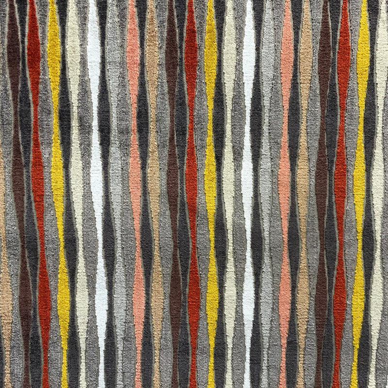 Frankie Cut Velvet Polyester Fabric - Multi-Colored Striped Wave, 55" Width (1 Yard)