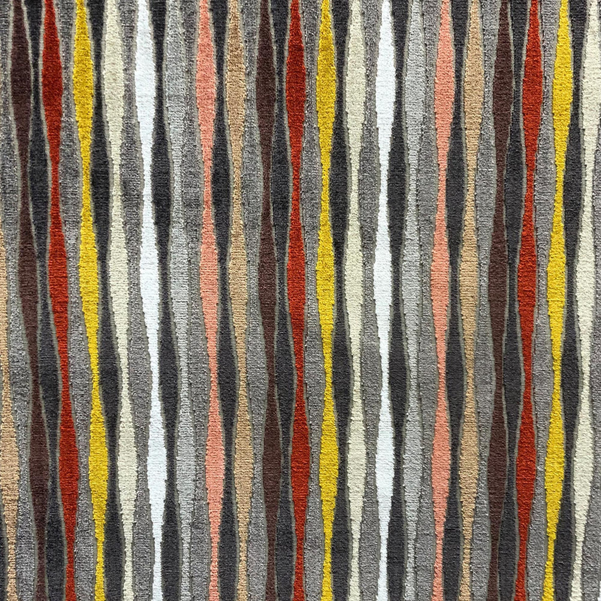 Frankie Cut Velvet Polyester Fabric - Multi-Colored Striped Wave, 55" Width (1 Yard)