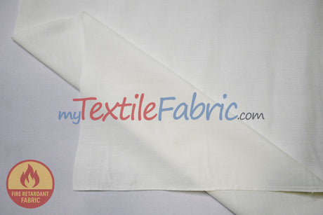 120 Inch Flame Retardant Ivory Cotton Sheeting Fabric - Ivory Solid, 120" Width (By The Yard)