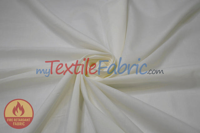 120 Inch Flame Retardant Ivory Cotton Sheeting Fabric - Ivory Solid, 120" Width (By The Yard)