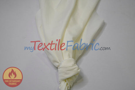120 Inch Flame Retardant Ivory Cotton Sheeting Fabric - Ivory Solid, 120" Width (By The Yard)
