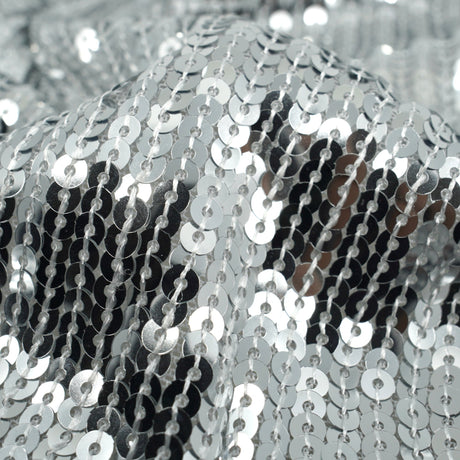 Flounce Fringe Stretch Mesh Sequin Fabric - Silver, Black, Gold, Red, 51/52" Width (1 Yard)