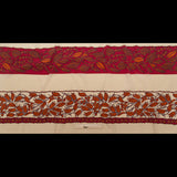 White Pepper, American Beauty and Orange Tiger Wide Floral Stripes Stretch Silk Crepe de Chine