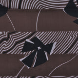 Brown and Light Pink Geometric and Floral Silk Chiffon