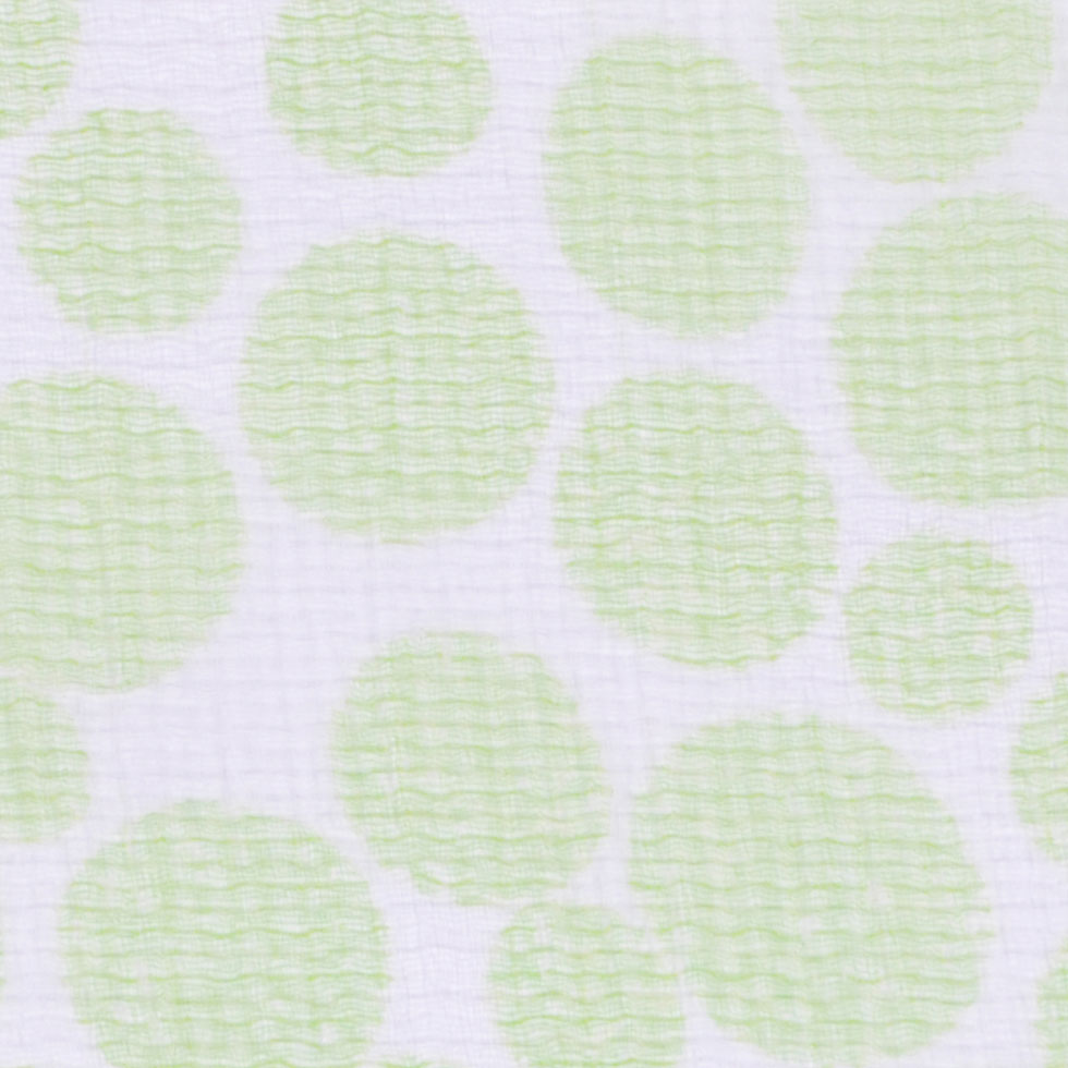 Oscar de la Renta Off-White and Greenery Circles Printed Silk Gauze