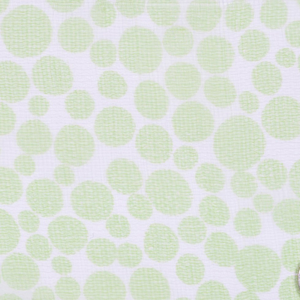 Oscar de la Renta Off-White and Greenery Circles Printed Silk Gauze