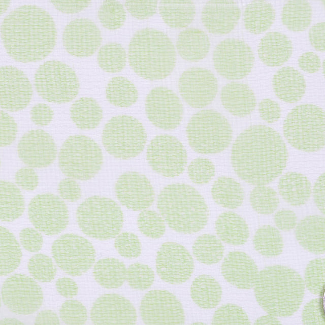 Oscar de la Renta Off-White and Greenery Circles Printed Silk Gauze