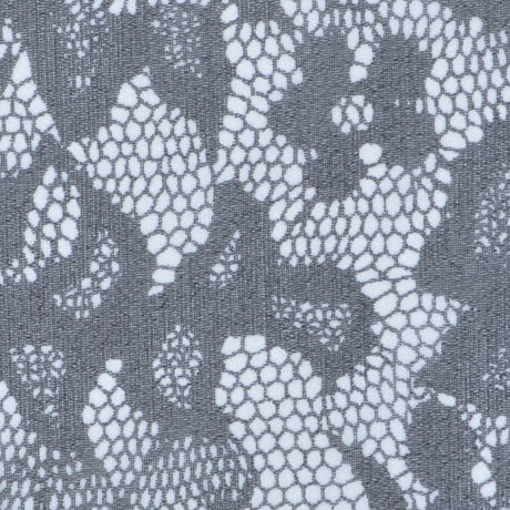 Black and White Lace-Print Silk Chiffon