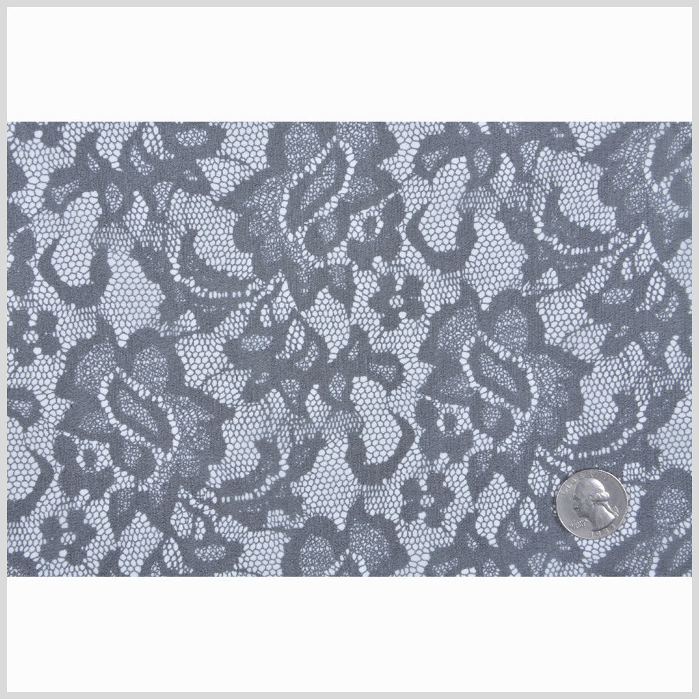 Black and White Lace-Print Silk Chiffon