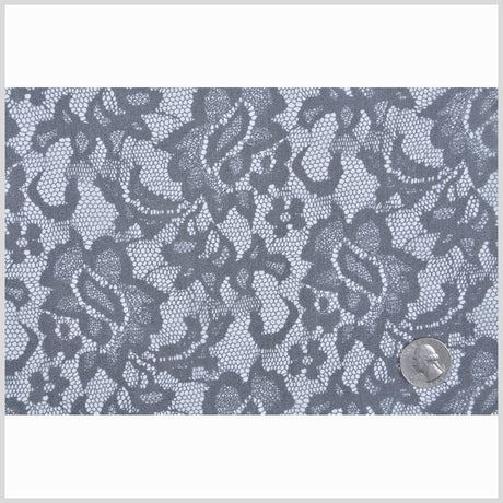 Black and White Lace-Print Silk Chiffon