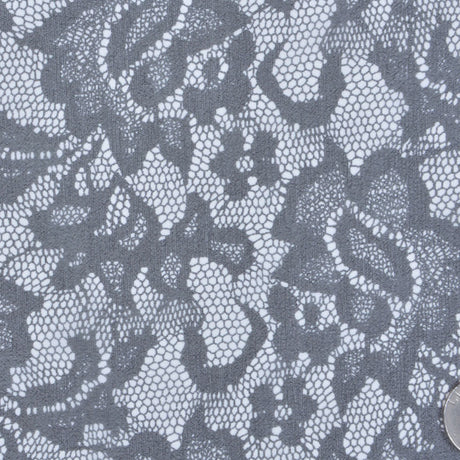 Black and White Lace-Print Silk Chiffon