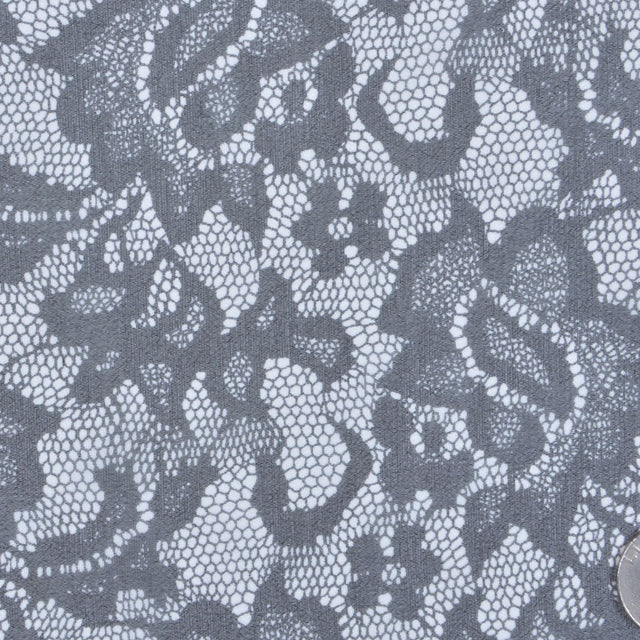 Black and White Lace-Print Silk Chiffon