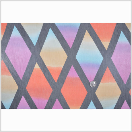 Black/Bright Orange/Canary/Mag Multicolor Crinkled Diamond Silk Chiffon