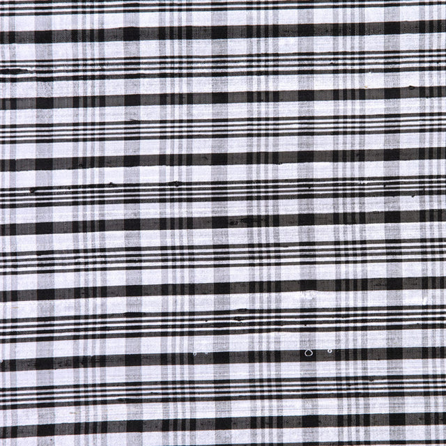 Black and Ivory Plaid Shantung/Dupioni